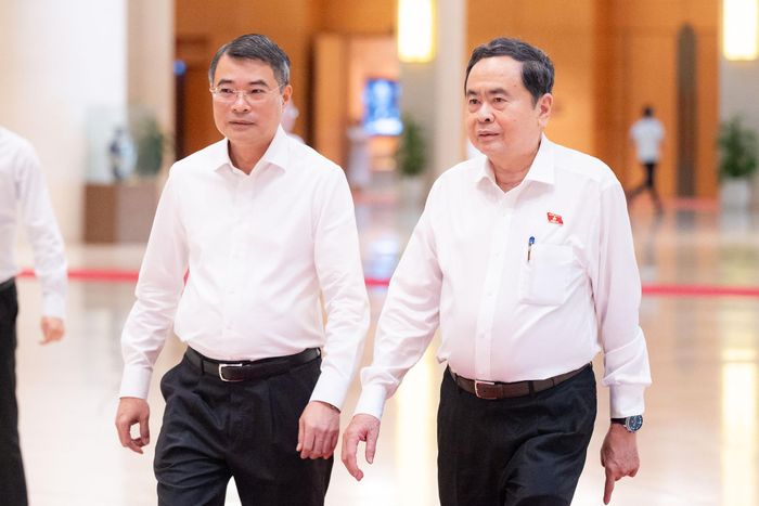 Chủ tịch Quốc hội Trần Thanh Mẫn và Thủ tướng Lê Minh Hưng dự cuộc gặp mặt. Ảnh: QH