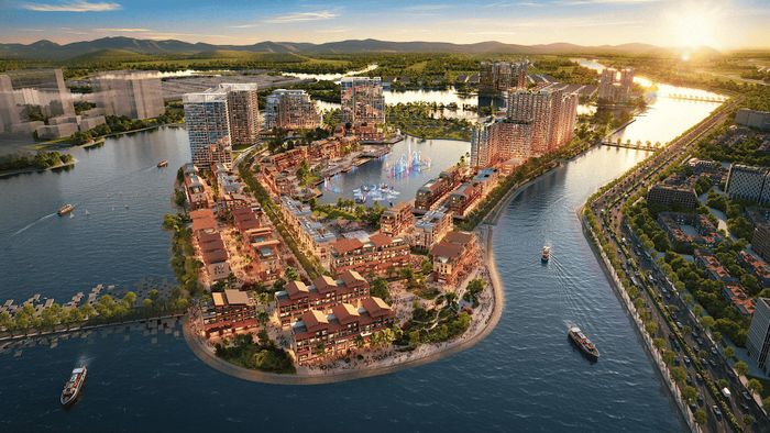 Phối cảnh Festival Island định vị tổ hợp giải trí 24/7 với đa dạng trải nghiệm trình diễn và lễ hội hằng đêm.