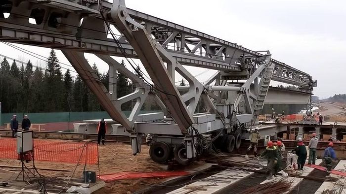 Cần cẩu trục đứng được sử dụng trong việc lắp đặt hệ thống giếng khoan nhiều tầng nấc tại cao nguyên Putorana. (Nguồn: Dzen)