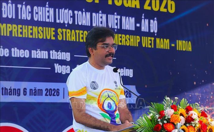 Ông Vipra Pandey, Tổng Lãnh sự Cộng hòa Ấn Độ tại TP Hồ Chí Minh phát biểu.
