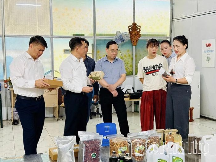 Thường trực Đảng ủy phường Tân Hòa trực tiếp khảo sát các mô hình phát triển kinh tế của địa phương.