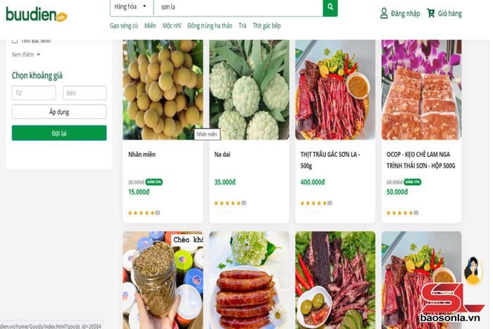 Nhiều sản phẩm OCOP của tỉnh Sơn La đã có mặt trên các sàn thương mại điện tử.