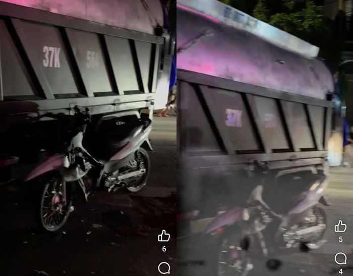 Hai thanh thiếu niên đi xe máy tốc độ cao đâm vào xe tải chở bồn nước làm 1 người chết, 1 người bị thương. (Ảnh: MXH).