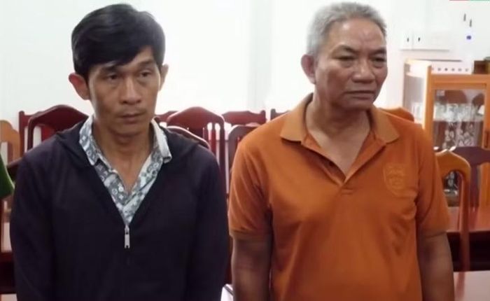 Hai đối tượng Nguyễn Thanh Tuấn, Nguyễn Văn Thái sau khi bị khởi tố.