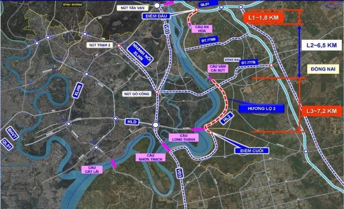 Đại lộ Nguyễn Hữu Cảnh đoạn 2 kết nối với QL51 vào cao tốc TP.HCM - Long Thành - Dầu Giây.