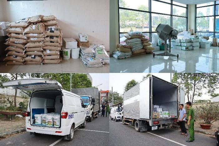  Lực lượng chức năng thu giữ số lượng lớn phân bón giả cùng các phương tiện được sử dụng để vận chuyển sản phẩm ra thị trường. CACT 