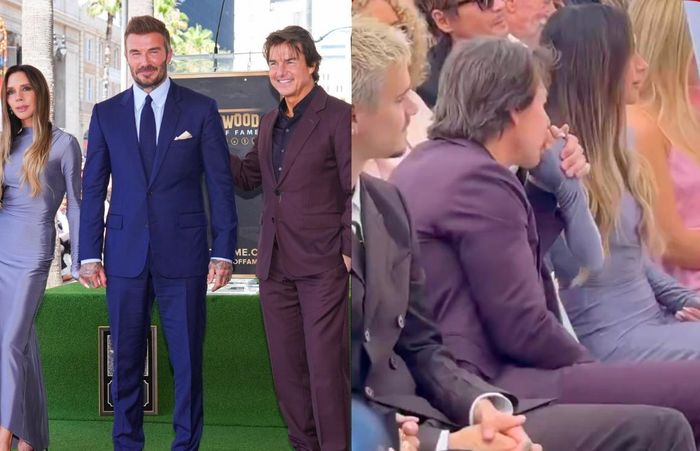 Cử chỉ thân mật giữa Tom Cruise và Victoria Beckham tại sự kiện gây tranh cãi.