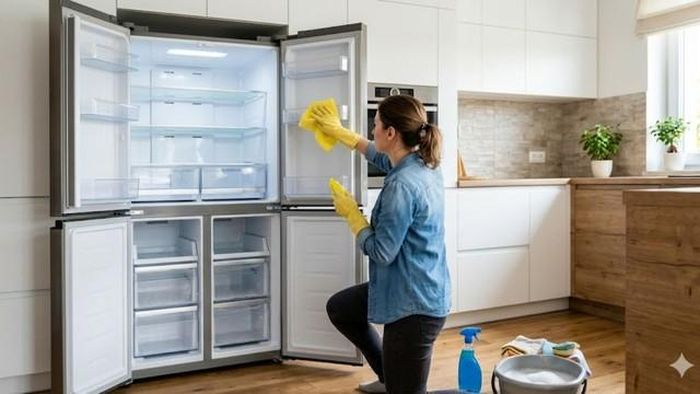 Hãy thường xuyên vệ sinh tủ lạnh cả bên trong lẫn phía sau.