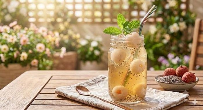 Trà vải hạt chia.
