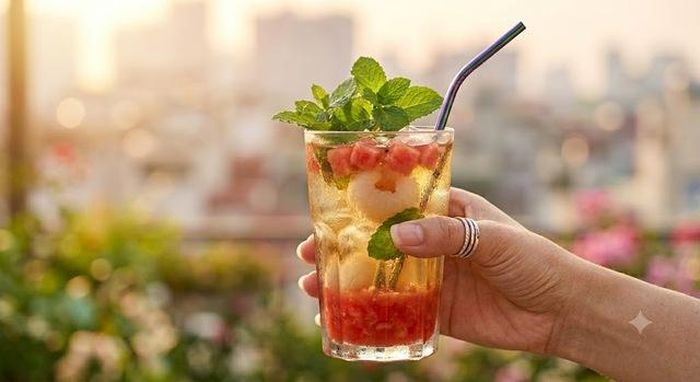 Trà vải dưa hấu bạc hà.