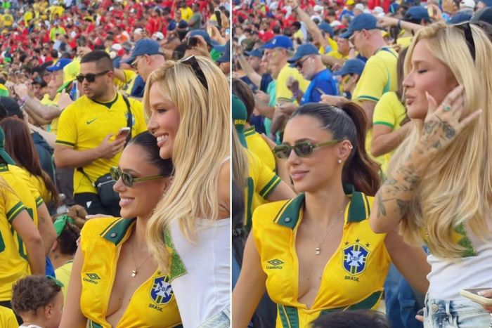  Bruna (áo vàng) khiến khán đài World Cup thêm sống động. 