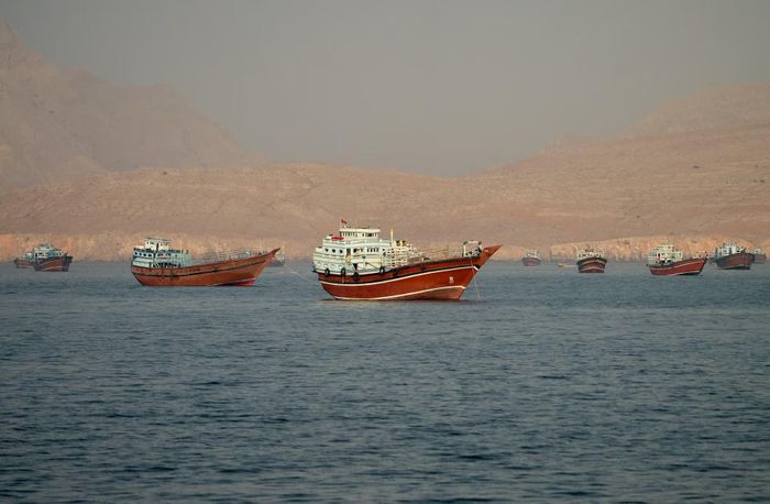  Các tàu thuyền tại eo biển Hormuz, nhìn từ Oman, ngày 14/6. Ảnh: Reuters.