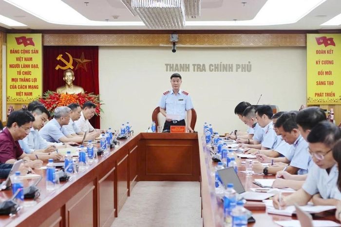 Phó tổng Thanh tra Chính phủ Nguyễn Văn Cường phát biểu chỉ đạo tại cuộc công bố quyết định thanh tra. Ảnh: TTCP
