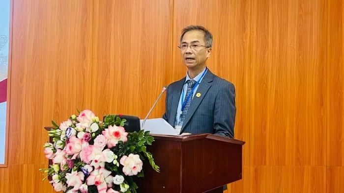 Tiến sĩ Đặng Xuân Thanh, Phó Chủ tịch Viện Hàn lâm Khoa học xã hội Việt Nam, Phó Chủ tịch Ủy ban Quốc gia UNESCO Việt Nam phát biểu tại hội thảo.