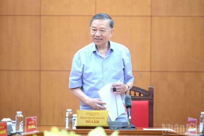 Tổng Bí thư, Chủ tịch nước Tô Lâm phát biểu chỉ đạo tại cuộc làm việc.