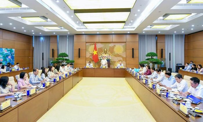 Quang cảnh cuộc làm việc tại Nhà Quốc hội. (Ảnh: DUY LINH)