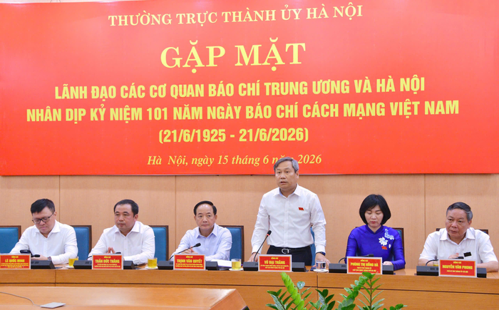 Chủ tịch UBND TP Hà Nội Vũ Đại Thắng phát biểu. Ảnh: VIẾT THÀNH