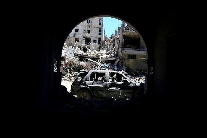  Các tòa nhà bị hư hại sau một cuộc không kích gần đây của Israel tại Tyre, Lebanon. Ảnh: Ali Hashisho/Xinhua 