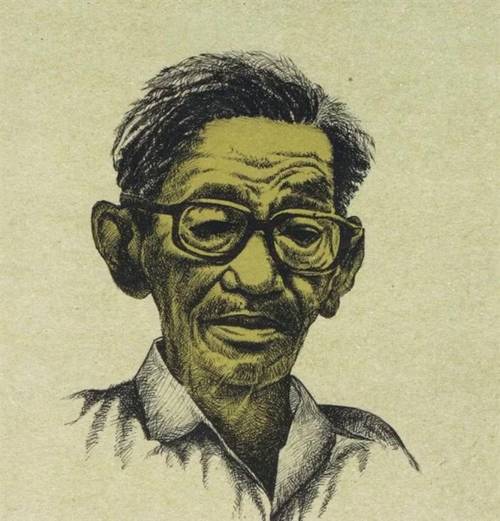 Bức họa chân dung nhà văn Sơn Nam. Ảnh: Tư liệu.