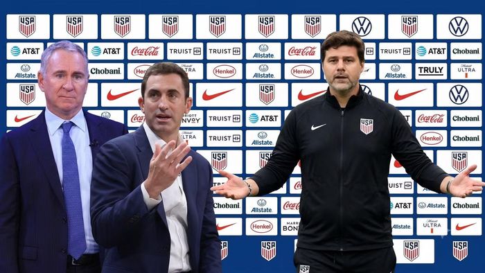 Ken Griffin (trái) và Scott Goodwin (giữa), những tỷ phú đã giúp LĐBĐ Mỹ thuê Mauricio Pochettino.
