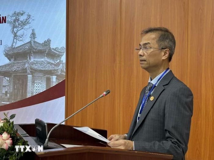 Tiến sỹ Đặng Xuân Thanh, Phó Chủ tịch Viện Hàn lâm Khoa học xã hội Việt Nam, Phó Chủ tịch Ủy ban quốc gia UNESCO Việt Nam phát biểu khai mạc. (Ảnh: Thanh Hương/TTXVN)