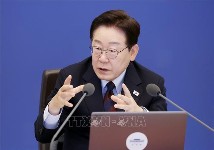 Tổng thống Hàn Quốc Lee Jae Myung phát biểu tại cuộc họp nội các ở Seoul ngày 26/5/2026. Ảnh: Yonhap/TTXVN