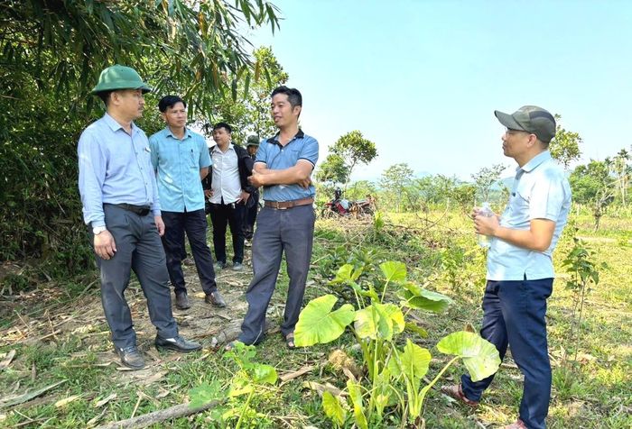 Lãnh đạo xã Phước Trà nắm tình hình thực tế tại cơ sở. Ảnh: CÔNG TÚ