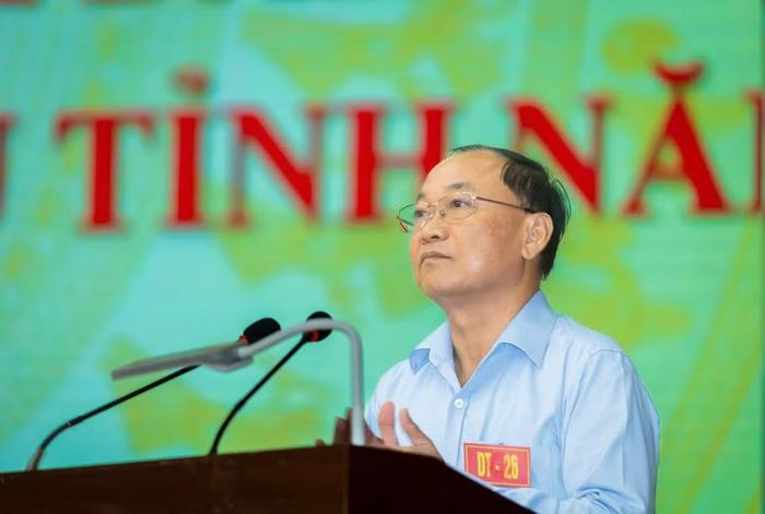 Bí thư Tỉnh ủy Thái Đại Ngọc - Trưởng ban Chỉ đạo diễn tập tỉnh phát biểu chỉ đạo cuộc diễn tập. Ảnh: A.T