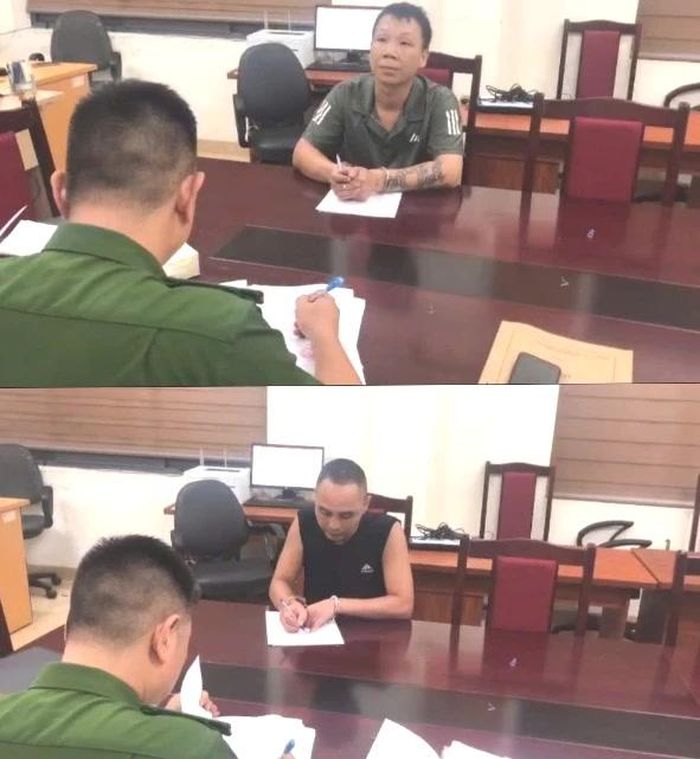 Các đối tượng tại cơ quan cảnh sát điều tra.