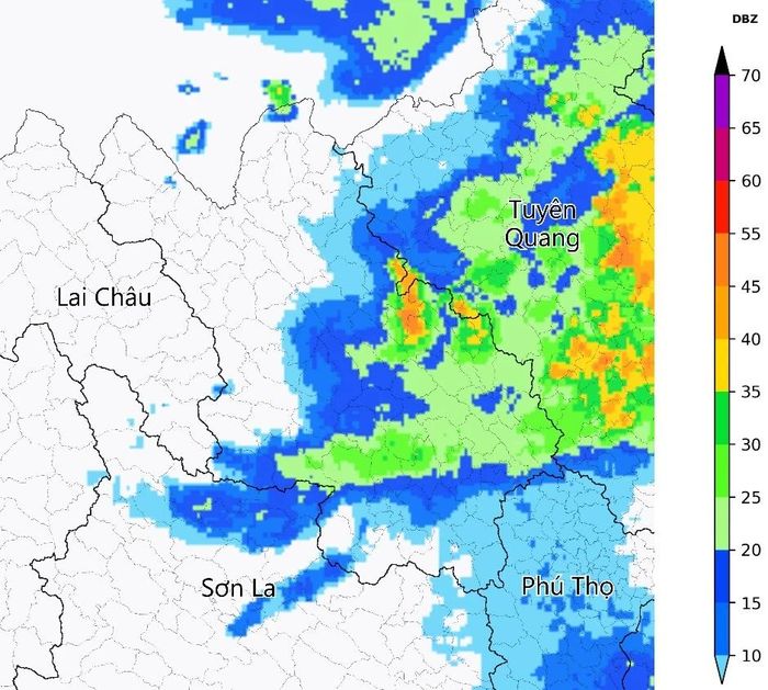 Ảnh radar thời tiết tỉnh lúc 18h50 ngày 15/6/2026 (Nguồn: Trung tâm Mạng lưới KTTV Quốc gia, http://hymetnet.gov.vn)