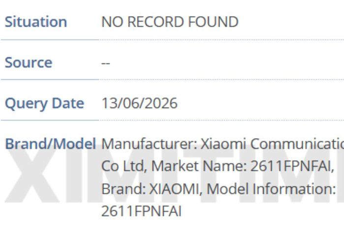 Xiaomi 18 xuất hiện trong cơ sở dữ liệu IMEI với 3 số model khác nhau