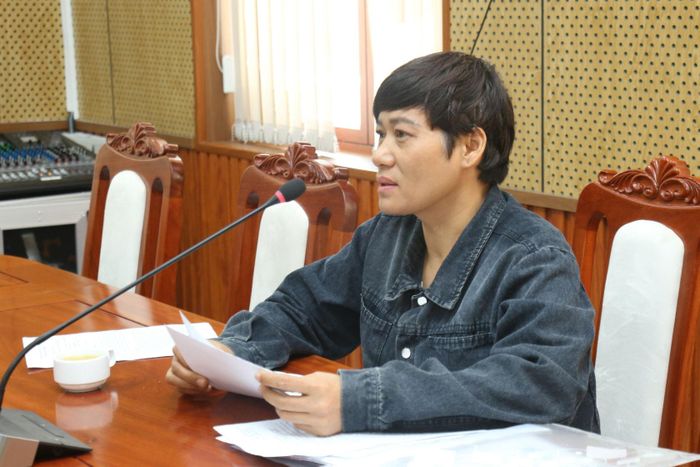 Bà Lê Thị Chờ trình bày ý kiến tại buổi tiếp công dân