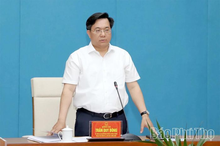 Đồng chí Phó Bí thư Tỉnh ủy, Chủ tịch UBND tỉnh Trần Duy Đông phát biểu chỉ đạo hội nghị.