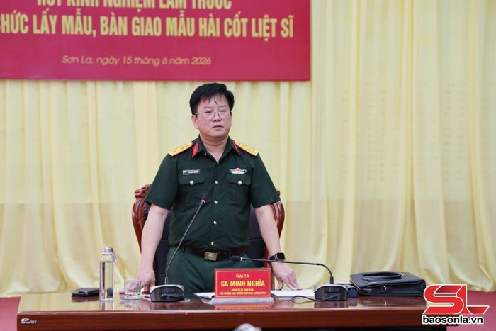 Đại tá Sa Minh Nghĩa phát biểu tại Hội nghị.