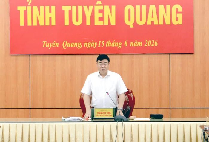 Đồng chí Hoàng Gia Long, Ủy viên Ban Thường vụ Tỉnh ủy, Phó Chủ tịch UBND tỉnh chủ trì buổi làm việc.