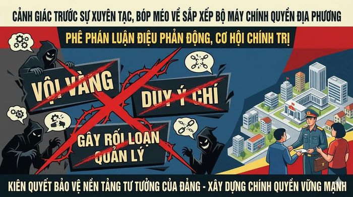 Luận điệu xuyên tạc của các thế lực thù địch, phản động, cơ hội chính trị về sắp xếp bộ máy, triển khai chính quyền địa phương 2 cấp (Ảnh minh họa do AI tạo).