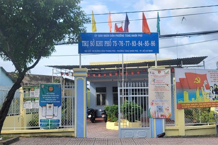 Trụ sở các Khu phố 75-76-77-83-84-85-86 nằm trên đường Đình Phong Phú, phường Tăng Nhơn Phú. Ảnh: Quang Phương