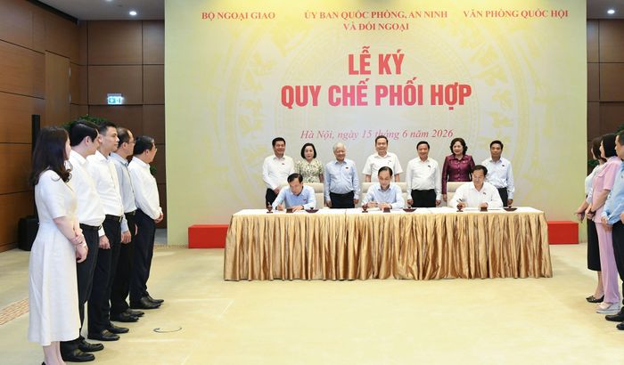 Chủ tịch Quốc hội Trần Thanh Mẫn chứng kiến lễ ký quy chế phối hợp tổ chức các hoạt động đối ngoại của lãnh đạo Quốc hội