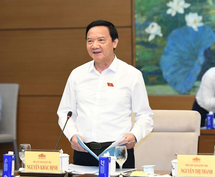 Phó Chủ tịch Quốc hội Nguyễn Khắc Định phát biểu tại cuộc làm việc