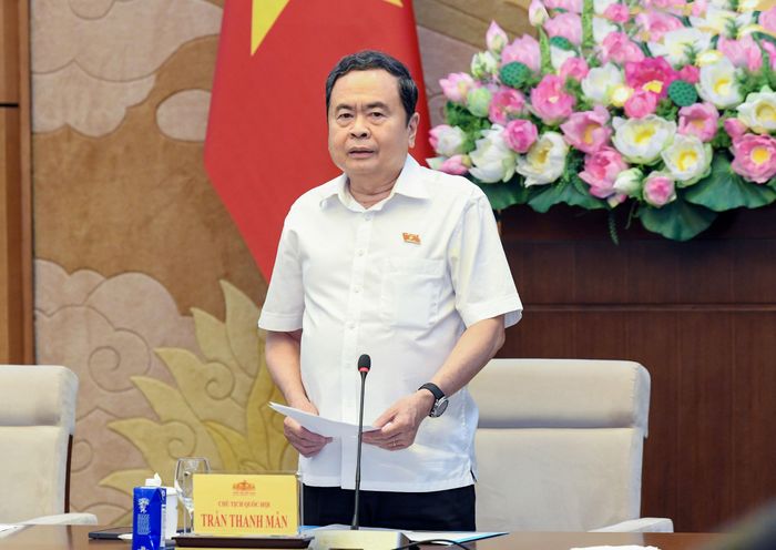 Chủ tịch Quốc hội Trần Thanh Mẫn phát biểu tại cuộc làm việc
