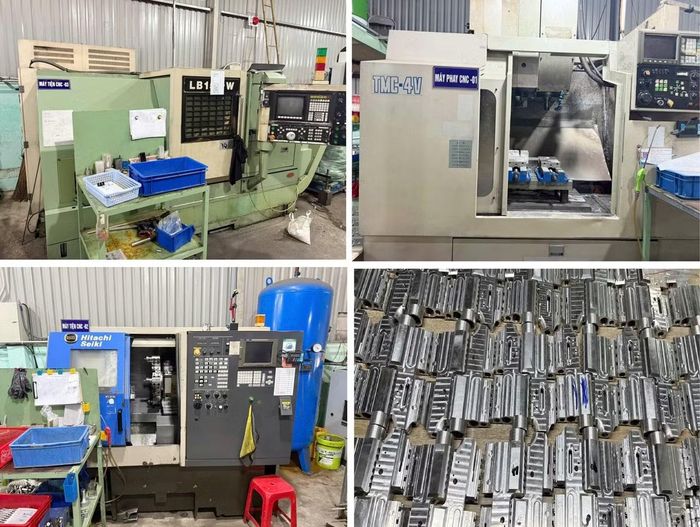 Máy móc phục vụ cho việc sản xuất súng CPC bị thu giữ trong "công xưởng" cơ khí.