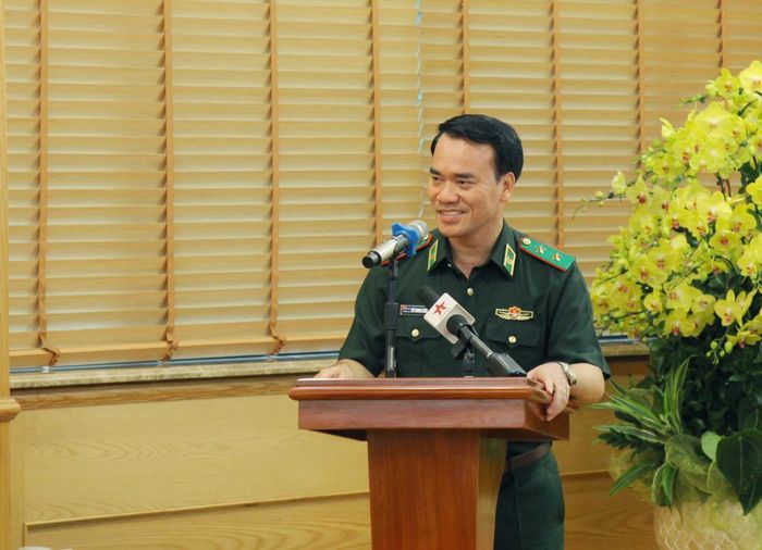 Trung tướng Vũ Trung Kiên, Ủy viên Trung ương Đảng, Ủy viên Quân ủy Trung ương, Tư lệnh Bộ đội Biên phòng phát biểu tại buổi làm việc.