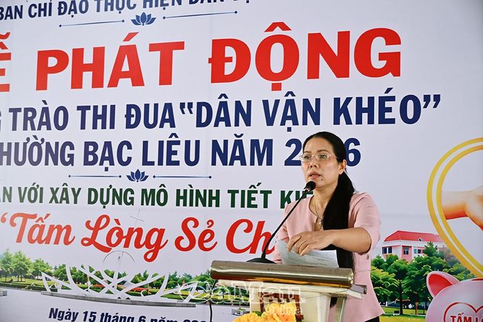 Chủ tịch Ủy ban MTTQ Việt Nam phường Bạc Liêu Đoàn Hồng Lĩnh kêu gọi cán bộ, đảng viên và Nhân dân tích cực hưởng ứng mô hình tiết kiệm “Tấm lòng sẻ chia”, chung tay giúp đỡ những hoàn cảnh khó khăn trên địa bàn. 
