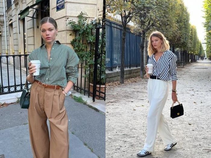 Áo sơ mi kẻ sọc giúp outfit có điểm nhấn mà vẫn giữ được nét thanh lịch đặc trưng. Những đường kẻ đơn giản tạo cảm giác hiện đại và có gu hơn. Khi phối cùng quần jeans hoặc quần âu, item này mang đến vẻ ngoài chỉn chu nhưng không hề nhàm chán.