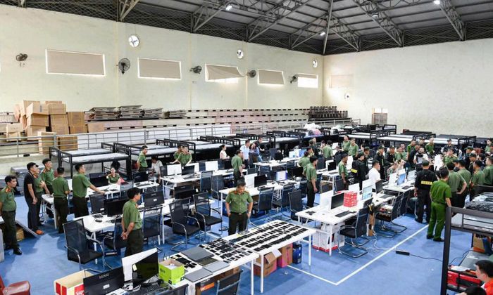 Cận cảnh "đại bản doanh" của nhóm lừa đảo "chuồn" từ Campuchia sang Việt Nam. (Ảnh: Công an tỉnh Phú Thọ)