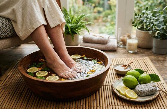 Bắt buộc phải ngâm chân trước khi chà gót chân. (Ảnh: HI)