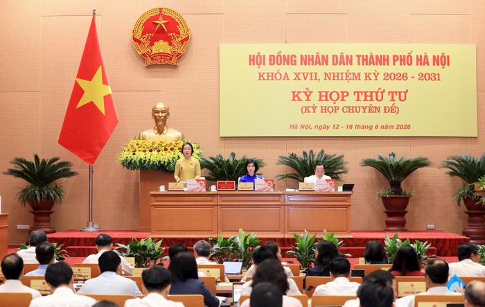 Quang cảnh kỳ họp thứ tư (kỳ họp chuyên đề) HĐND thành phố Hà Nội. Ảnh: Thành Thái