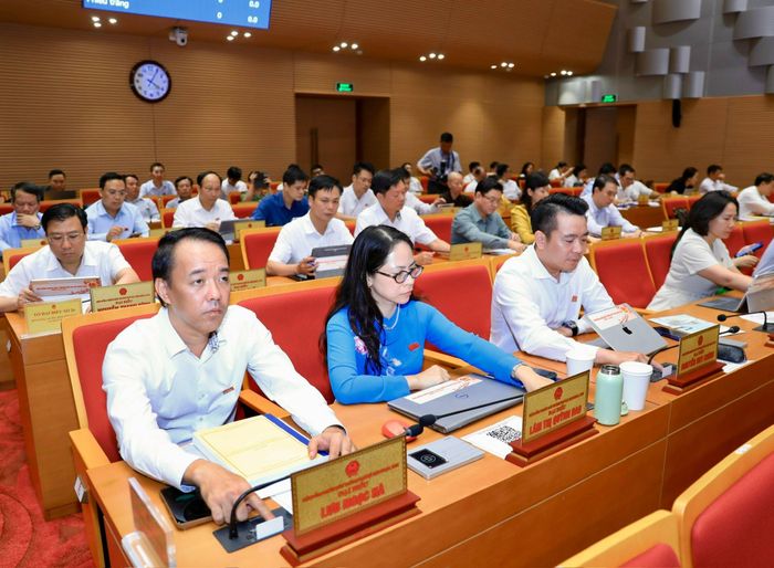 Đại biểu bấm nút thông qua nghị quyết. Ảnh: Thành Thái