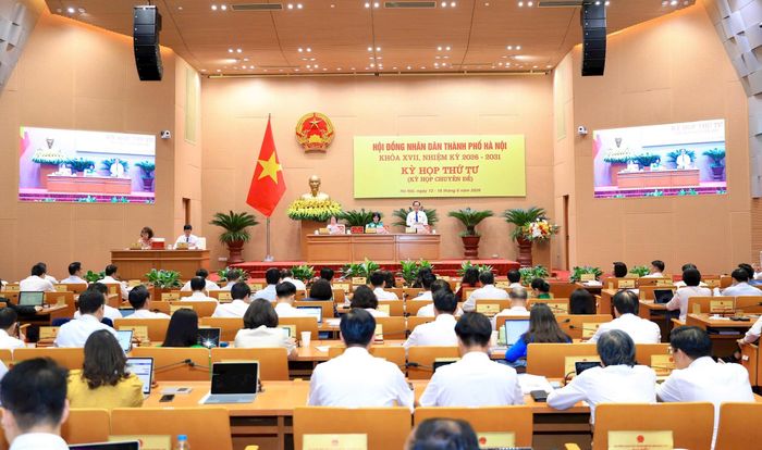 Quang cảnh kỳ họp thứ tư (kỳ họp chuyên đề), HĐND thành phố Hà Nội. Ảnh: Thành Thái