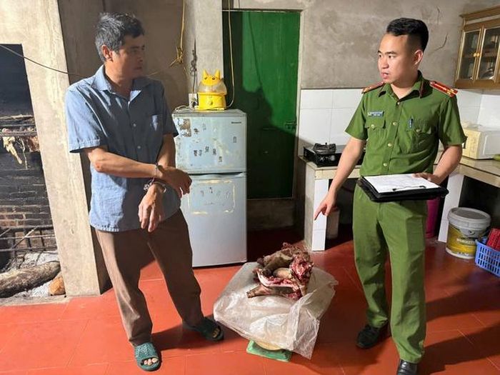 Số thịt dê còn lại thu được tại nhà của đối tượng Lương Văn Xuân. Ảnh: Công an tỉnh Lào Cai